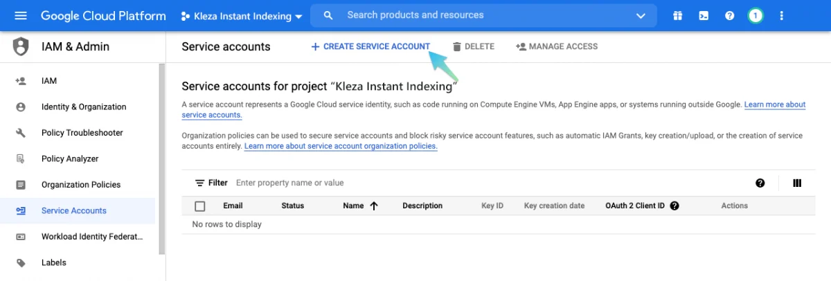 Create-Service-Account_Kleza